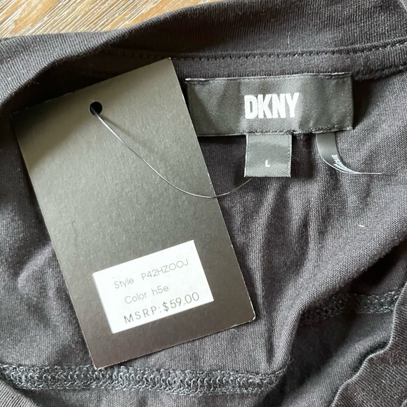 NWT DKNY Black Cottton and Pink Puff Sleeve Top (Large) - Picture 5 of 6